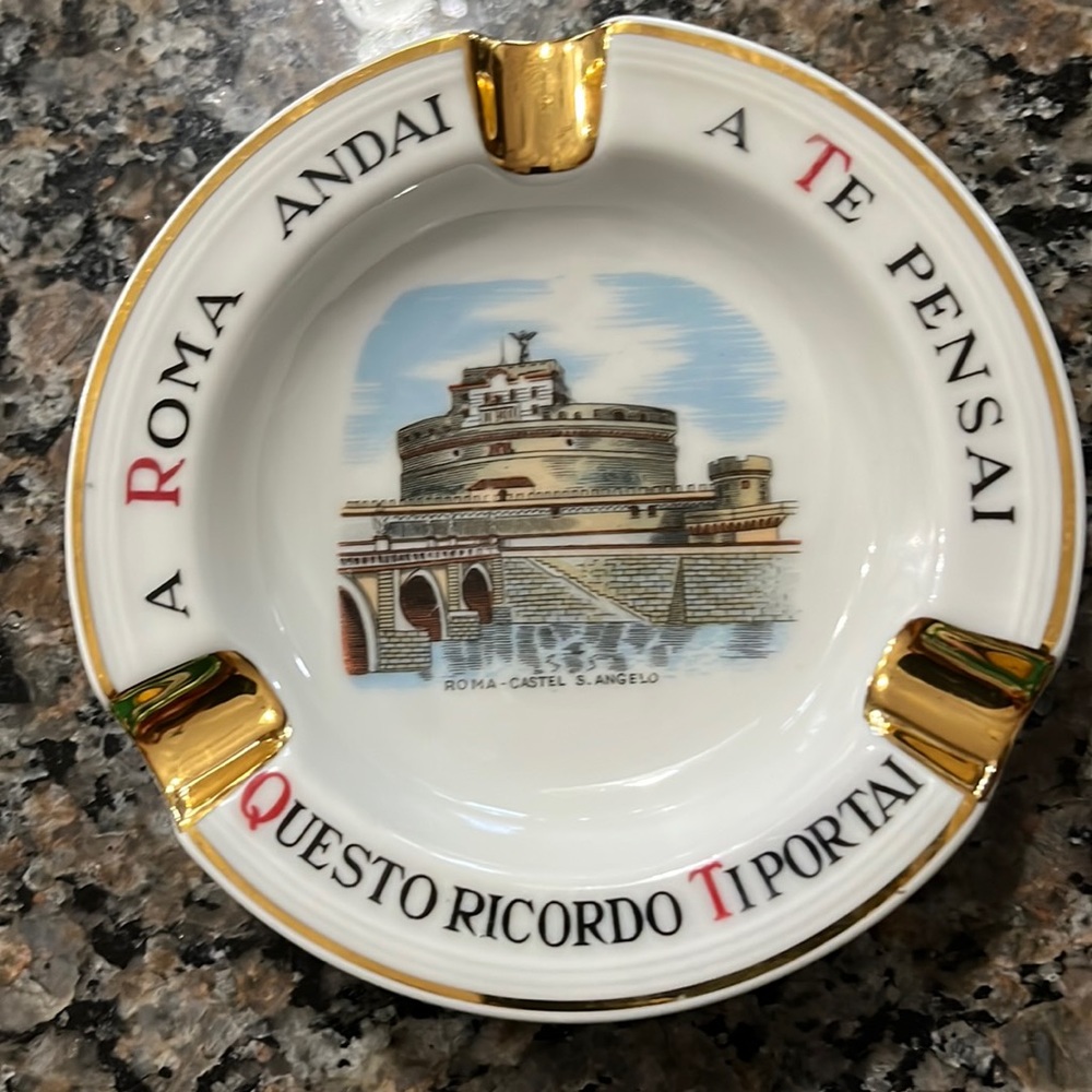 Vintage Bavarian China Tourist Ashtray Featuring Rome, Italy